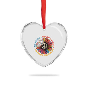 No Kings No Dictators No Felon Presidents Heart Crystal Glass Ornament Retro Flower Peace Sign TS11 Print Your Wear