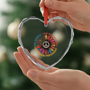 No Kings No Dictators No Felon Presidents Heart Crystal Glass Ornament Retro Flower Peace Sign TS11 Print Your Wear