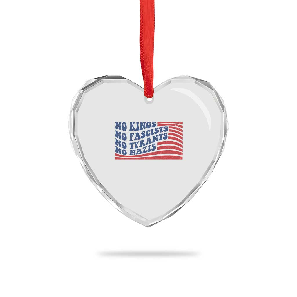 No Kings No Fascists Heart Crystal Glass Ornament American Flag Patriotic Protest TS12 Print Your Wear