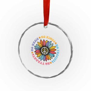 No Kings No Fascists No Tyrants No Nazis Crystal Glass Ornament Peace Floral Sunflower TS11 Print Your Wear