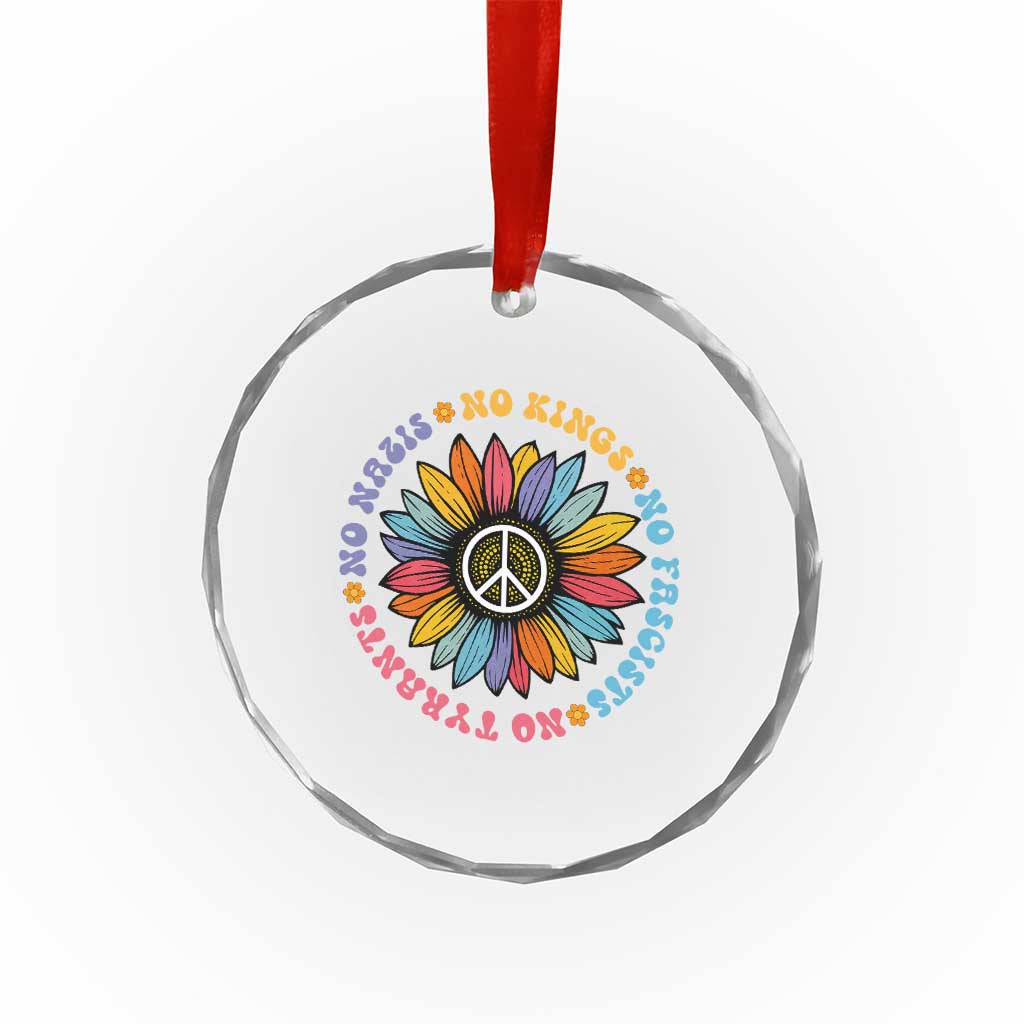 No Kings No Fascists No Tyrants No Nazis Crystal Glass Ornament Peace Floral Sunflower TS11 Print Your Wear