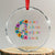 No Kings No Fascists No Tyrants No Nazis Crystal Glass Ornament Resist Retro Boho Floral Peace Sign TS02 Transparent Glass 3'' Circle Print Your Wear