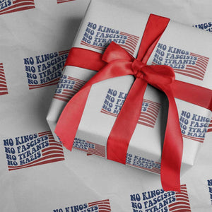 No Kings No Fascists Wrapping Paper Roll American Flag Patriotic Protest TS12 White Print Your Wear