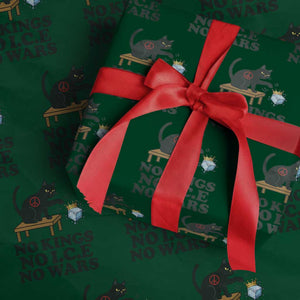 No Kings No Ice No Wars Cat Wrapping Paper Roll Funny Political Freedom Activist TS11 Green Print Your Wear