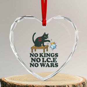No Kings No Ice No Wars Cat Heart Crystal Glass Ornament Funny Political Freedom Activist TS11 Transparent Glass 3'' Heart Print Your Wear