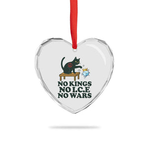 No Kings No Ice No Wars Cat Heart Crystal Glass Ornament Funny Political Freedom Activist TS11 Print Your Wear