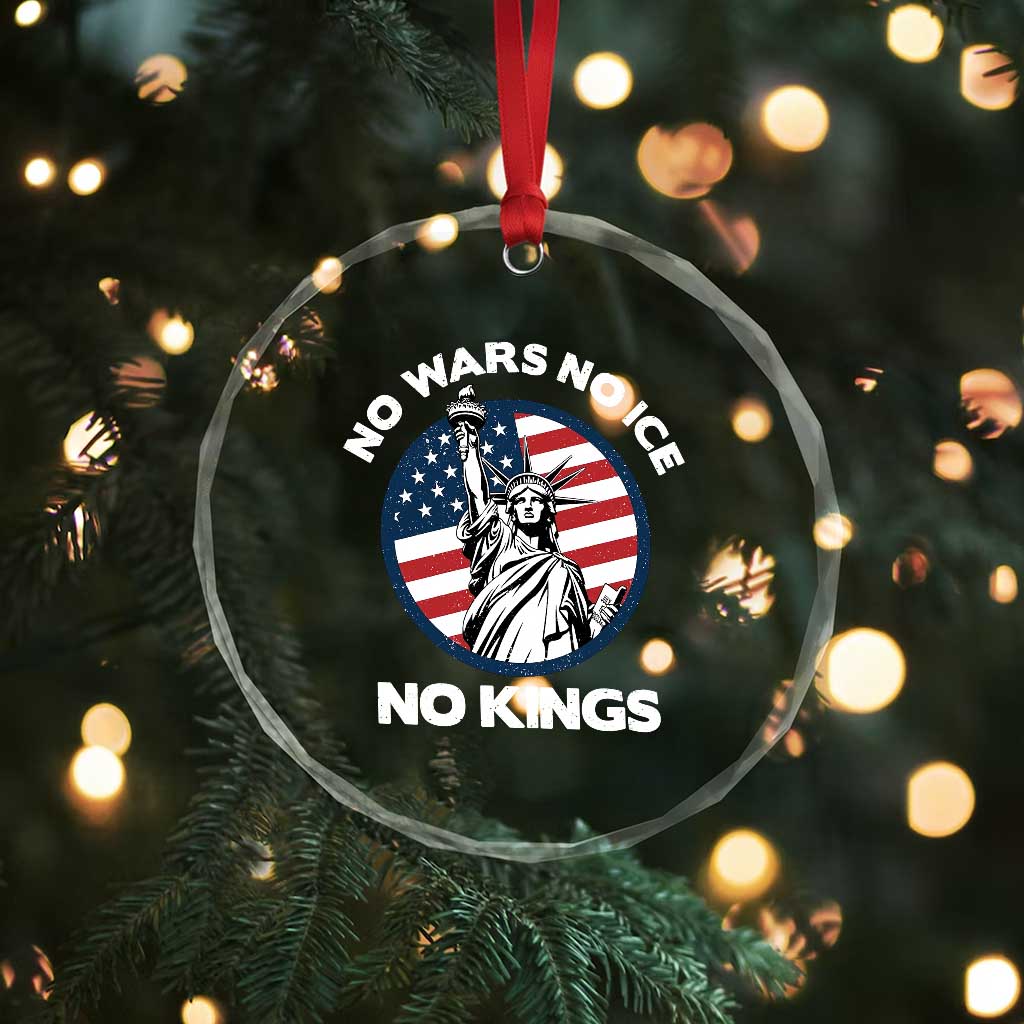 No Kings No ICE No Wars Crystal Glass Ornament Statue of Liberty US Flag Anti War Freedom Activist TS14 Print Your Wear