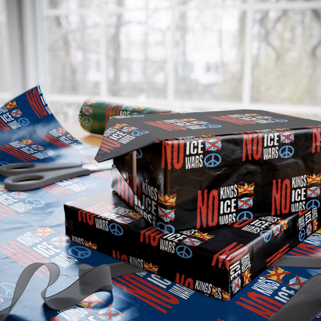 No Kings No Ice No Wars Wrapping Paper Roll Political Protest Peace Sign TS11 Black Print Your Wear