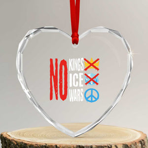 No Kings No Ice No Wars Heart Crystal Glass Ornament Political Protest Peace Sign TS11 Transparent Glass 3'' Heart Print Your Wear