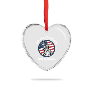 No Kings No ICE No Wars Heart Crystal Glass Ornament Statue of Liberty US Flag Anti War Freedom Activist TS14 Print Your Wear