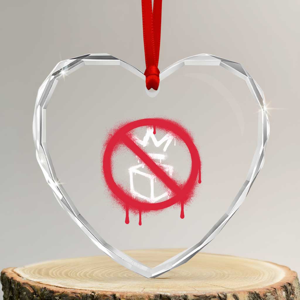 No Kings No Ice Protest Heart Crystal Glass Ornament Vintage Political Stop Sign Graffiti Graphic TS11 Transparent Glass 3'' Heart Print Your Wear