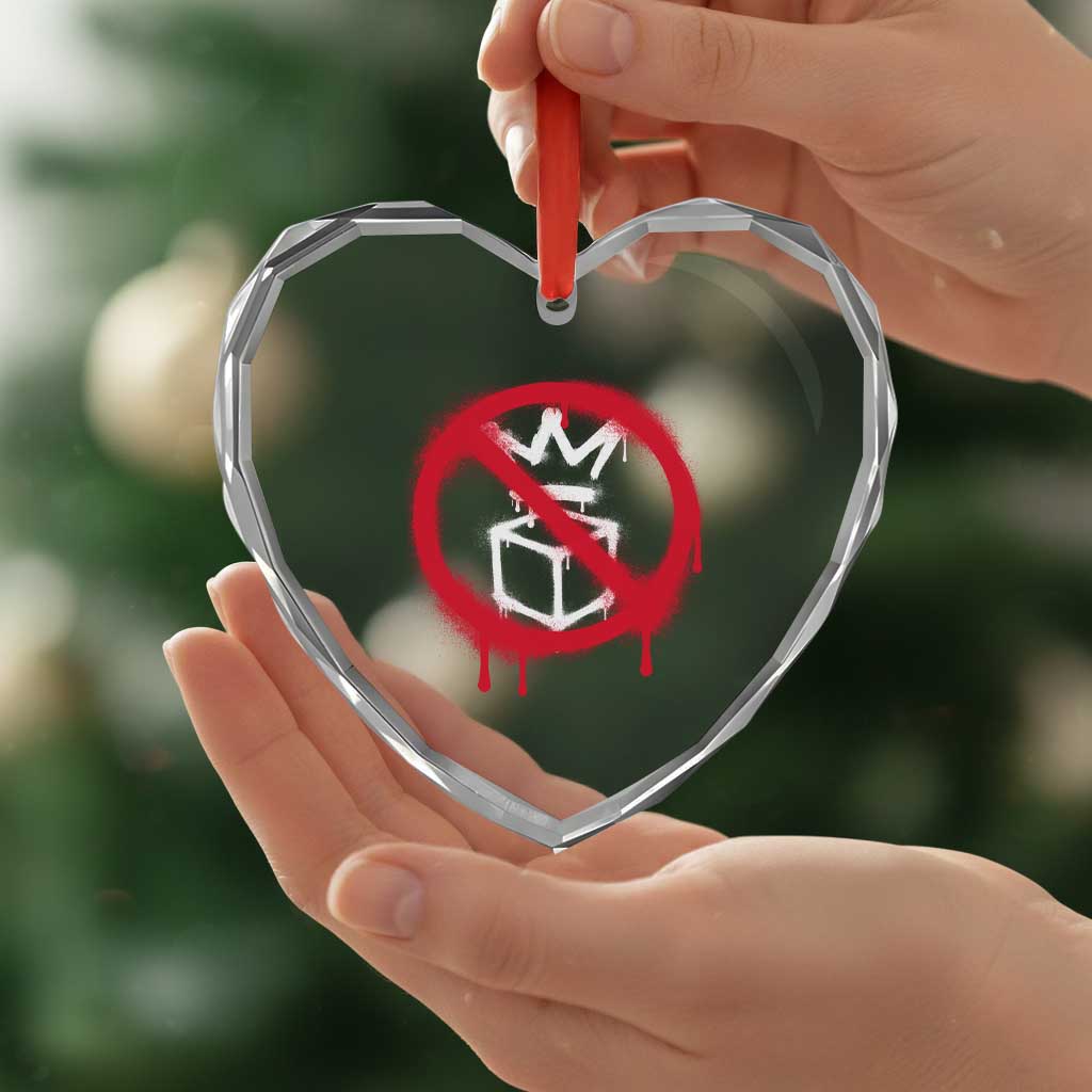 No Kings No Ice Protest Heart Crystal Glass Ornament Vintage Political Stop Sign Graffiti Graphic TS11 Print Your Wear