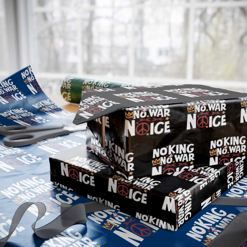 No Kings No Wars No Ice Bold Typography Wrapping Paper Roll Peace Symbol Anti War Activist Human Rights TS02 Black Print Your Wear