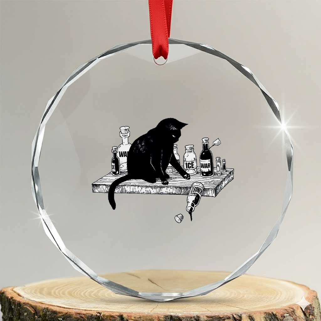 No Kings No Wars No Ice Cat Crystal Glass Ornament Political Humor Gift TS12 Transparent Glass 3'' Circle Print Your Wear