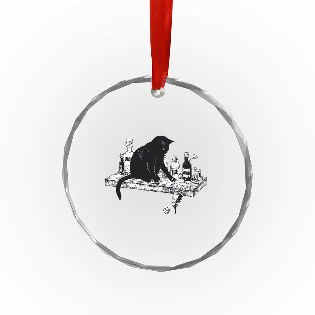 No Kings No Wars No Ice Cat Crystal Glass Ornament Political Humor Gift TS12 Print Your Wear