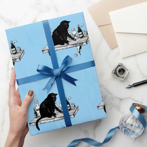 No Kings No Wars No Ice Cat Wrapping Paper Roll Political Humor Gift TS12 Light Blue Print Your Wear