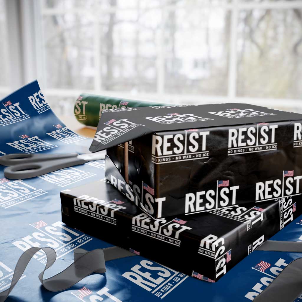 No Kings No Wars No Ice Wrapping Paper Roll Anti Trump Political TS12 Black Print Your Wear