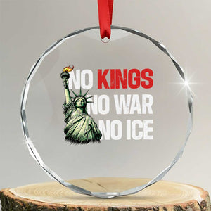 No Kings No Wars No Ice Statue of Liberty Crystal Glass Ornament American Flag Patriotic Protest Human Rights TS02 Transparent Glass 3'' Circle Print Your Wear