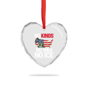 No Kings No Wars No Ice Statue of Liberty Heart Crystal Glass Ornament American Flag Patriotic Protest Freedom Democracy TS02 Print Your Wear