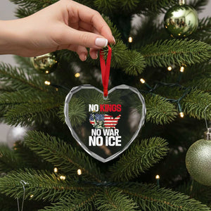 No Kings No Wars No Ice Statue of Liberty Heart Crystal Glass Ornament American Flag Patriotic Protest Freedom Democracy TS02 Print Your Wear