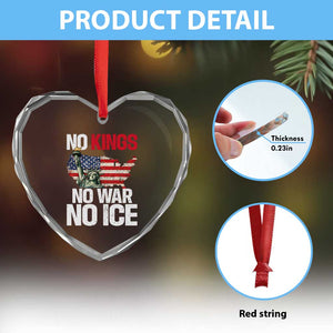 No Kings No Wars No Ice Statue of Liberty Heart Crystal Glass Ornament American Flag Patriotic Protest Freedom Democracy TS02 Print Your Wear