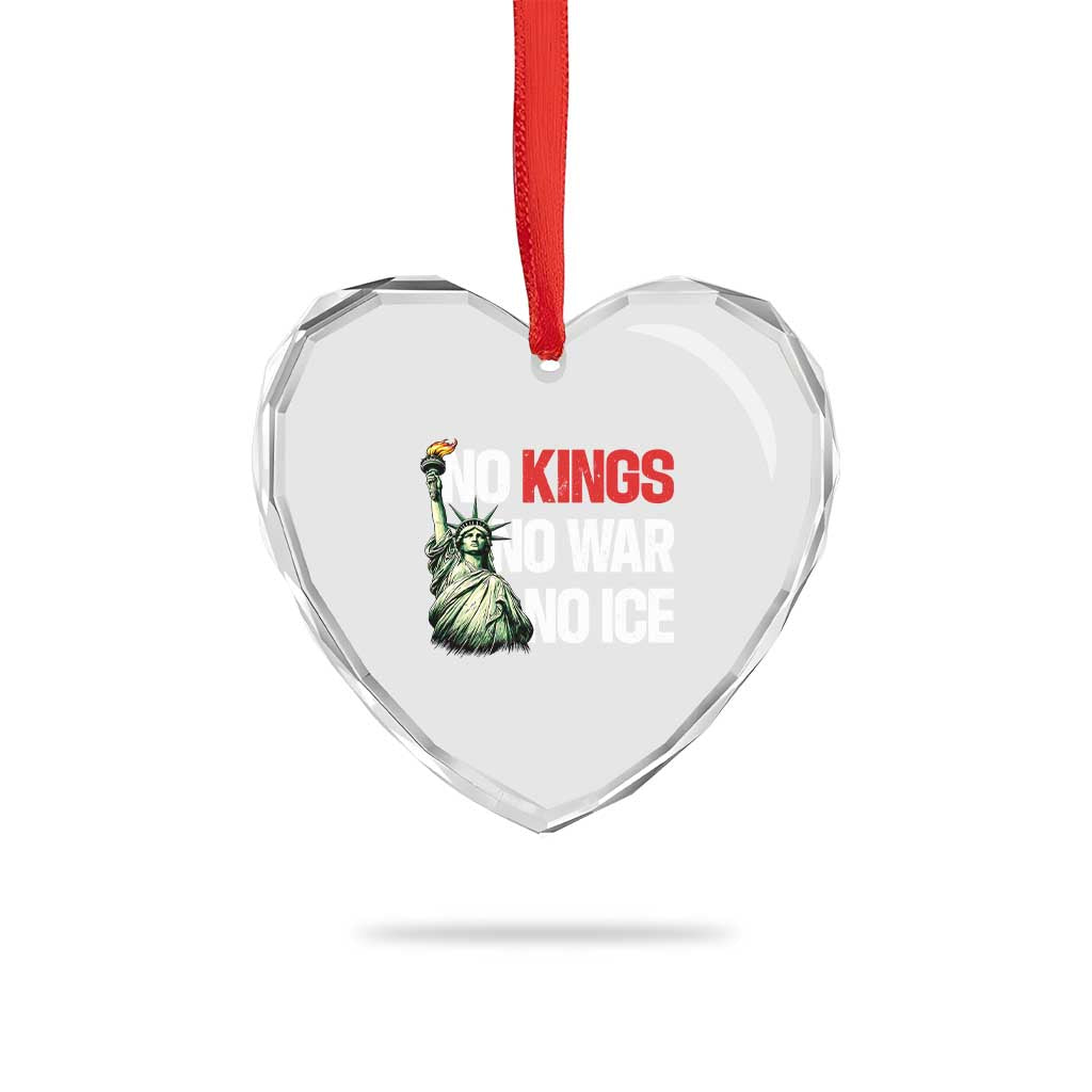 No Kings No Wars No Ice Statue of Liberty Heart Crystal Glass Ornament American Flag Patriotic Protest Human Rights TS02 Print Your Wear