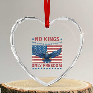 No Kings Only Freedom Heart Crystal Glass Ornament American Flag Bald Eagle Retro Vintage TS02 Transparent Glass 3'' Heart Print Your Wear