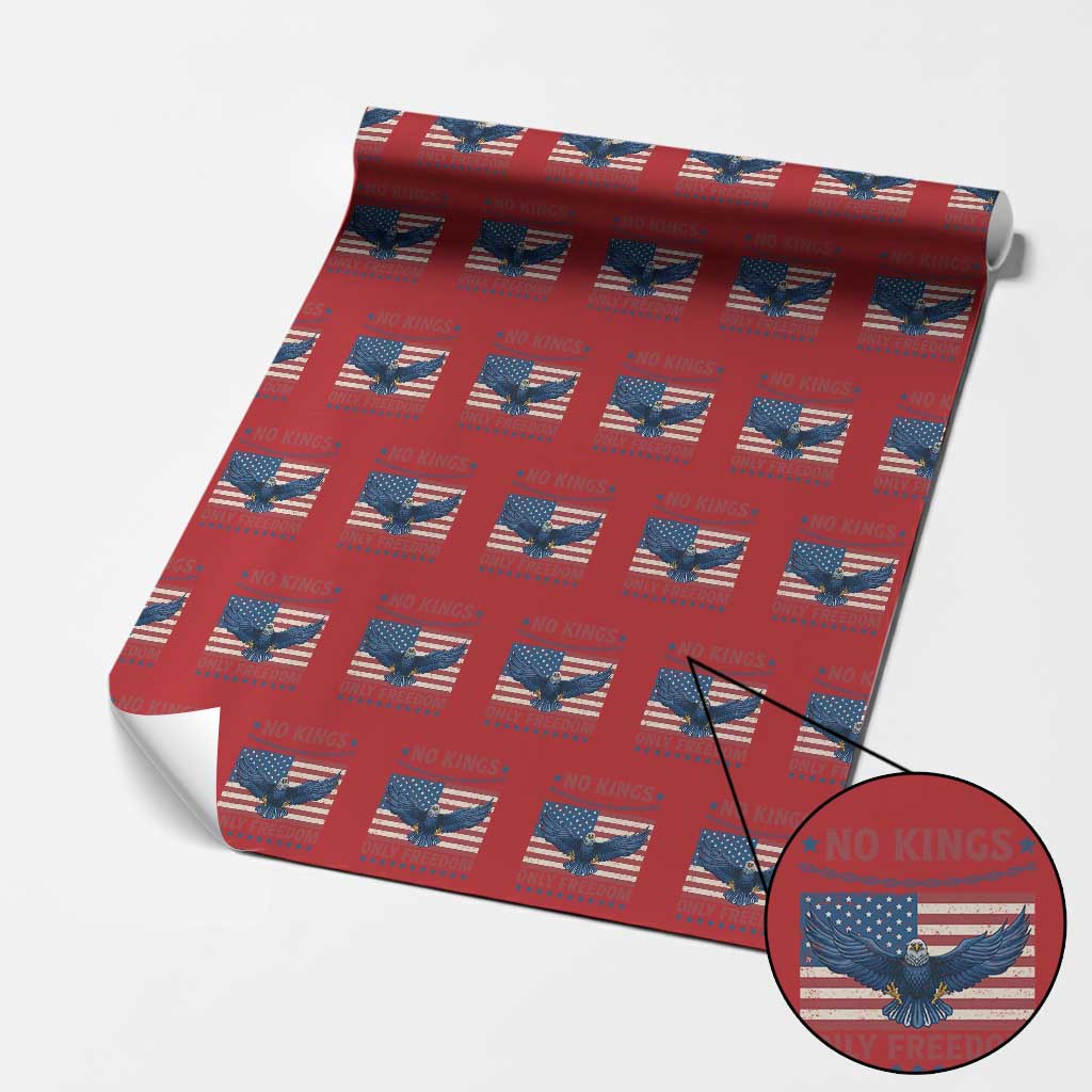 No Kings Only Freedom Wrapping Paper Roll American Flag Bald Eagle Retro Vintage TS02 Red Print Your Wear