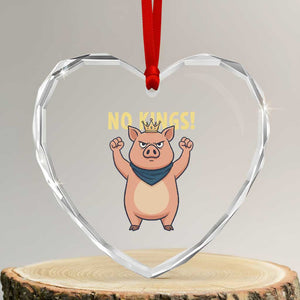No Kings Pig Heart Crystal Glass Ornament Resistance Movement Anti Authoritarian Gift - Print Your Wear