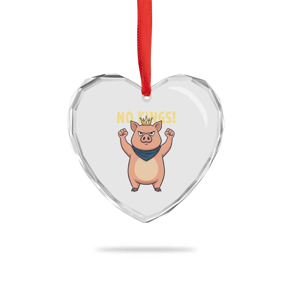 No Kings Pig Heart Crystal Glass Ornament Resistance Movement Anti Authoritarian Gift - Print Your Wear