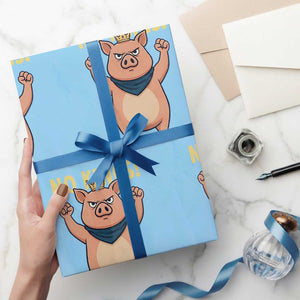 No Kings Pig Wrapping Paper Roll Resistance Movement Anti Authoritarian Gift TS12 Light Blue Print Your Wear