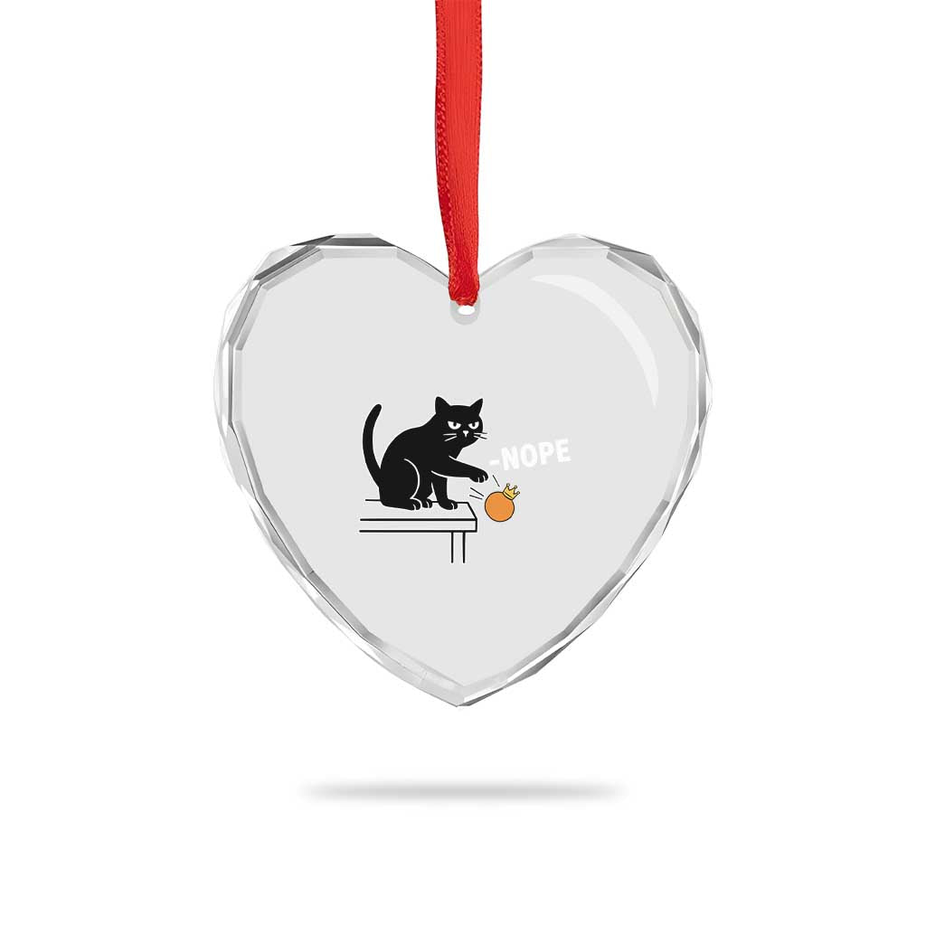 No Kings Protest Heart Crystal Glass Ornament Funny Cat Kicking Crown TS14 Print Your Wear