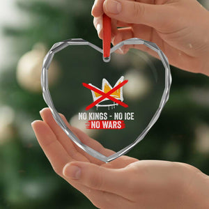 No Kings Protest Heart Crystal Glass Ornament No Kings No Ice No Wars Anti Monarchy Statement TS11 Print Your Wear
