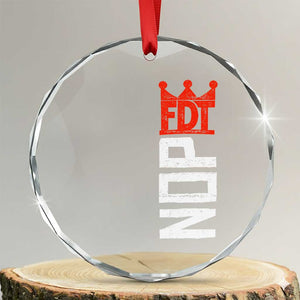 No Kings Protest Nope Funny Political Satire Crystal Glass Ornament TS11 Transparent Glass 3'' Circle Print Your Wear