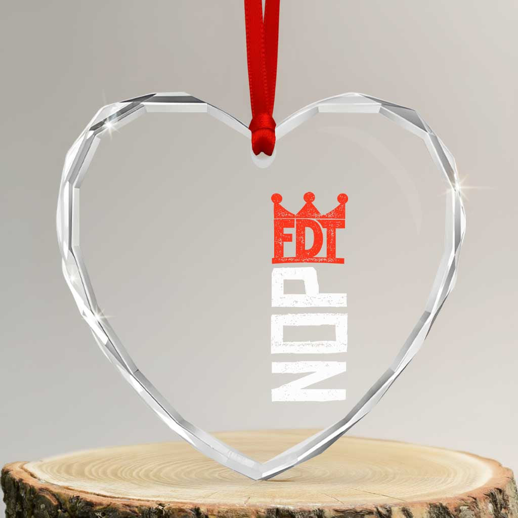 No Kings Protest Nope Funny Political Satire Heart Crystal Glass Ornament TS11 Transparent Glass 3'' Heart Print Your Wear