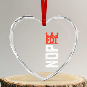 No Kings Protest Nope Funny Political Satire Heart Crystal Glass Ornament TS11 Transparent Glass 3'' Heart Print Your Wear
