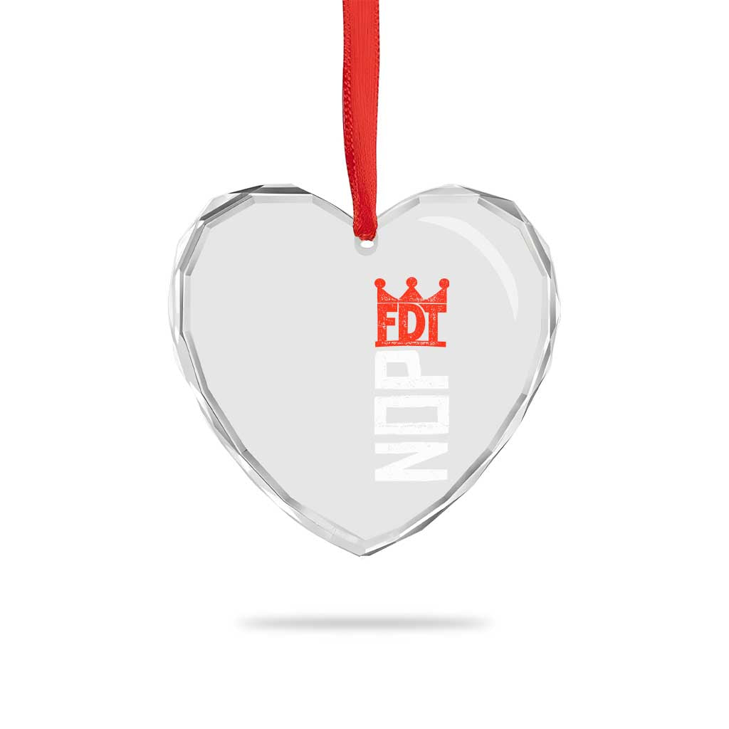 No Kings Protest Nope Funny Political Satire Heart Crystal Glass Ornament TS11 Print Your Wear