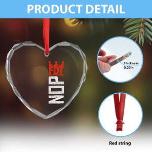 No Kings Protest Nope Funny Political Satire Heart Crystal Glass Ornament TS11 Print Your Wear
