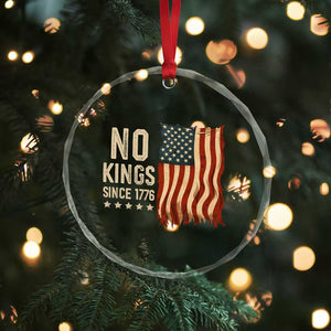 No Kings Since 1776 Crystal Glass Ornament Patriotic 4th Of July Distressed American Flag TS02 Print Your Wear