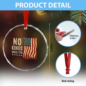 No Kings Since 1776 Crystal Glass Ornament Patriotic 4th Of July Distressed American Flag TS02 Print Your Wear