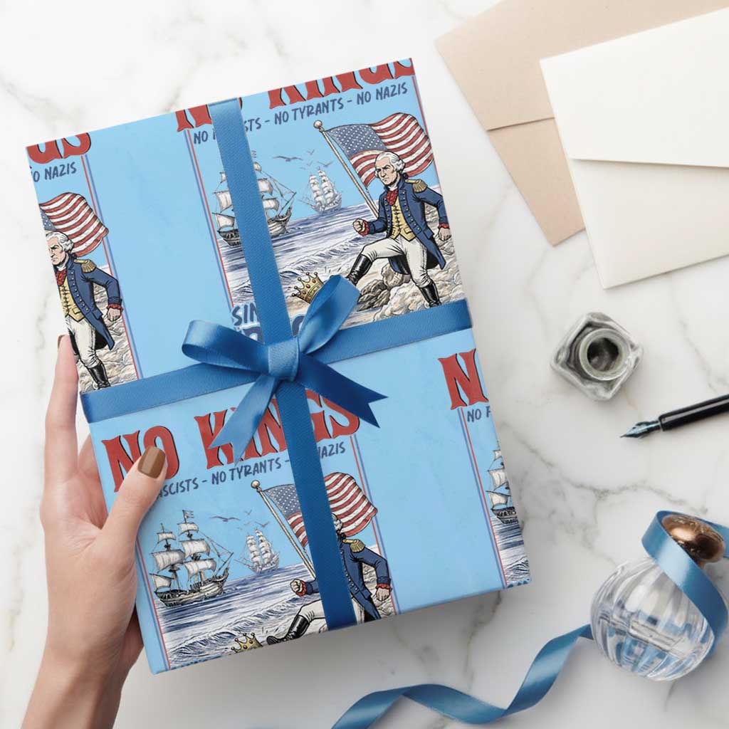 No Kings Since 1776 George Washington Wrapping Paper Roll Political Humor Gift TS12 Light Blue Print Your Wear