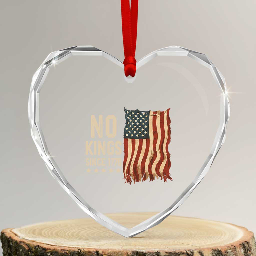 No Kings Since 1776 Heart Crystal Glass Ornament Patriotic 4th Of July Distressed American Flag TS02 Transparent Glass 3'' Heart Print Your Wear