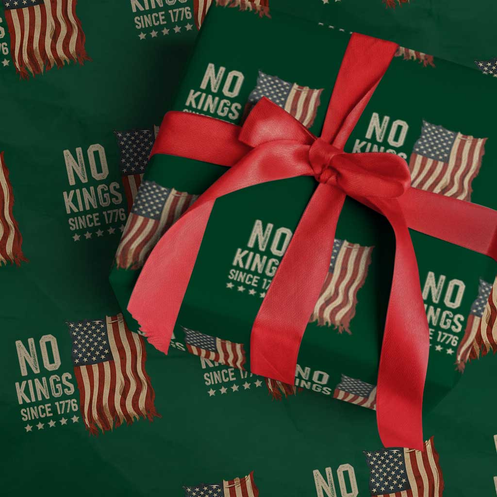 No Kings Since 1776 Wrapping Paper Roll Patriotic 4th Of July Distressed American Flag TS02 Green Print Your Wear