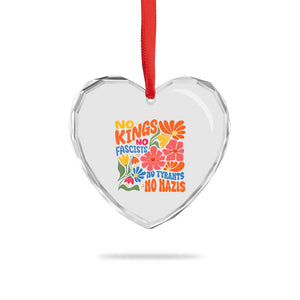 No Kings Wildflower Protest Heart Crystal Glass Ornament No Fascists No Tyrants No Nazis TS12 Print Your Wear