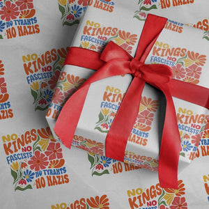 No Kings Wildflower Protest Wrapping Paper Roll No Fascists No Tyrants No Nazis TS12 White Print Your Wear