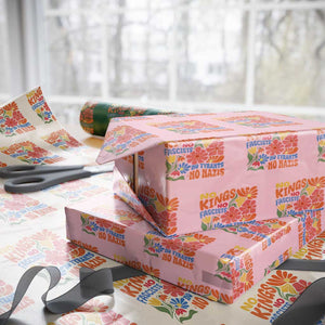 No Kings Wildflower Protest Wrapping Paper Roll No Fascists No Tyrants No Nazis TS12 Light Pink Print Your Wear