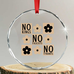 No Kings Wildflower Retro Boho Floral Crystal Glass Ornament TS12 Transparent Glass 3'' Circle Print Your Wear