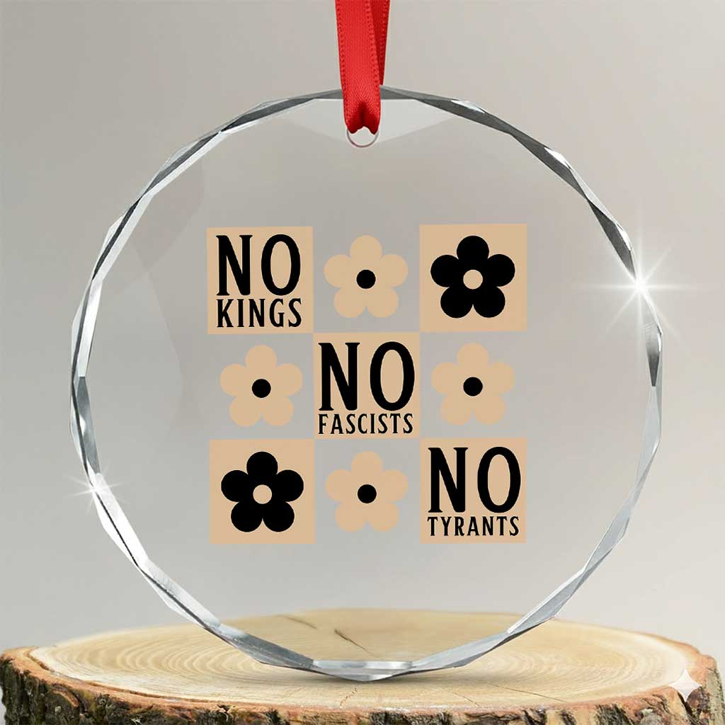 No Kings Wildflower Retro Boho Floral Crystal Glass Ornament TS12 Transparent Glass 3'' Circle Print Your Wear