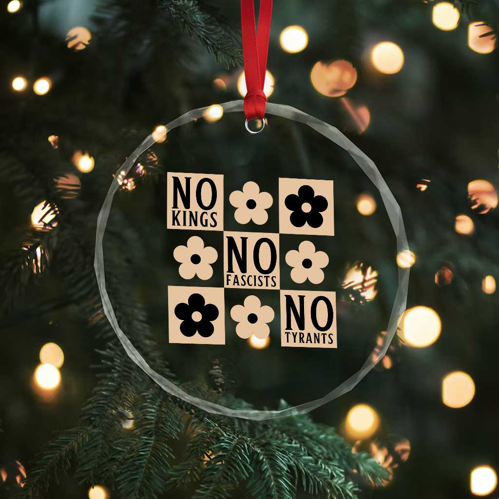 No Kings Wildflower Retro Boho Floral Crystal Glass Ornament TS12 Print Your Wear