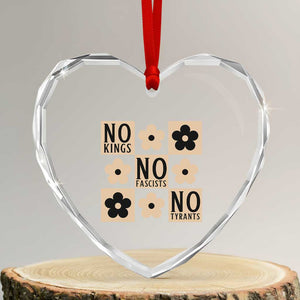 No Kings Wildflower Retro Boho Floral Heart Crystal Glass Ornament TS12 Transparent Glass 3'' Heart Print Your Wear